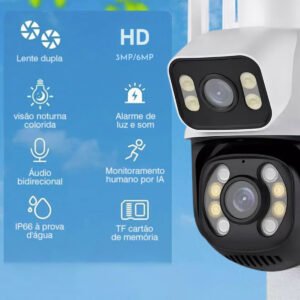Segurança Total 6MP – Câmera IP Dupla com Controle pelo Celular