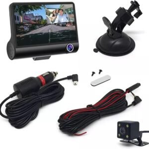 Câmera DVR Veicular Knup S132 Full HD 1080p com Visão Noturna, 3 Câmeras e Tela de 4”