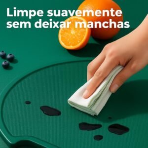 Tábua de Corte Antibacteriana Redonda 35 cm – Livre de Mofo, Base Antiderrapante e Alça Prática