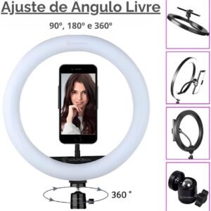 Ring Light 12" (30cm) com Tripé e Dimmer – Kit Iluminador Profissional para Fotos e Vídeos