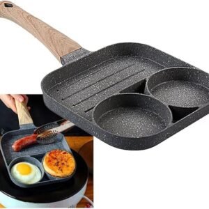 Frigideira Multifuncional 3 em 1 Antiaderente – Omeleteira, Grelha e Frita com Divisórias